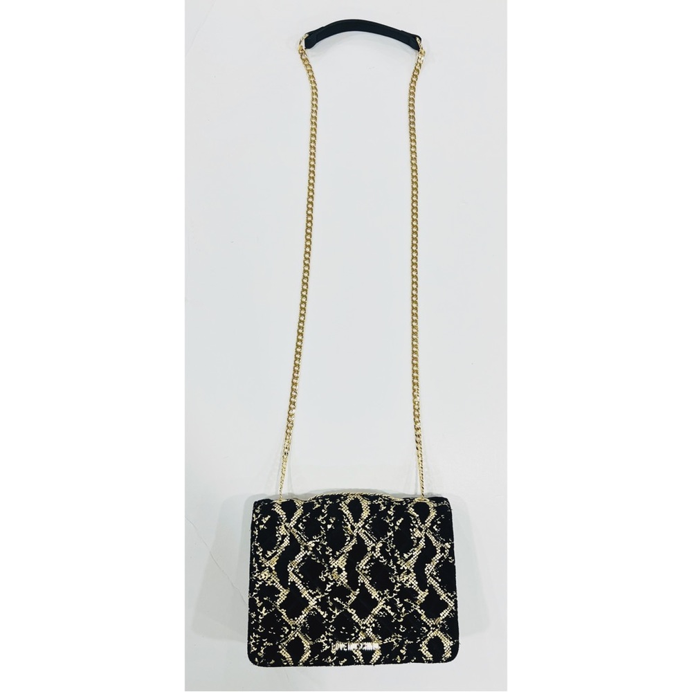 NEW Love Moschino Velvet Quilted Godl Metallic sake print crossbody bag